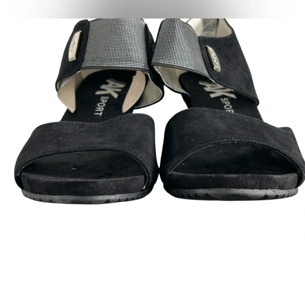 AK Anne Klein Sport Women's Carisma Fabric Wedge Sandal, Black Sz 10